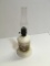 MILK GLASS OIL LAMP WITH PAINTED BASE