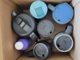 BOXED LOT OF TRAVEL MUGS