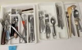 MIXED LOT OF FLATWARE AND TRAYS