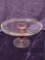 THIN GLASS CAKE STAND WITH RED PILLAR