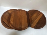 LOT OF 3 WOODEN SERVING TRAYS