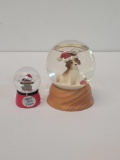 LOT OF 2 CHRISTMAS PUPPY SNOW GLOBES
