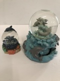 PAIR OF DOLPHIN SNOWGLOBES