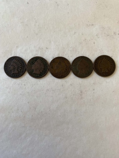 FIVE INDIAN HEAD CENTS