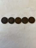 FIVE INDIAN HEAD CENTS