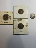FOUR INDIAN HEAD CENTS