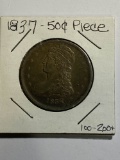 1837 CAPPED BUST HALF DOLLAR - REEDED
