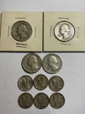 GROUP OF TEN SILVER COINS -