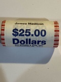 $25.00 MINT ROLL PRES. MADISON DOLLARS