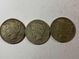 THREE 1922 -D PEACE DOLLARS