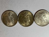 THREE 1923 PEACE DOLLARS