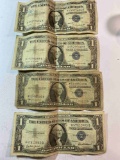 FOUR $1.00 SILVER CERTIFICATES