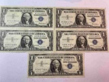FIVE SILVER CERTS - $1.00 - BETTER CONDITION