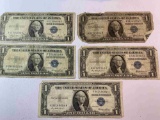 FIVE SILVER CERTS - $1.00 - 1935 SERIES