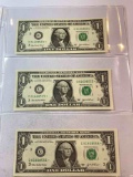 THREE SEQUENTIAL $1.00 STAR NOTES