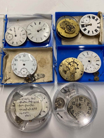 GROUP OF POCKET WATCH MOVEMENTS / PARTS