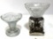2 GLASS DECORATIVES - VASE & CANDYDISH