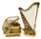 24K GOLD PLATED AUSTRIAN CRYSTAL PIANO AND HARP