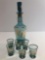 BEAUTIFUL BLUE DECANTER AND SET OF 6 SHOT GLASSES