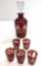 RED TO CLEAR DECANTER AND SET OF 5 SHOT GLASSES