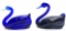 PAIR OF BLUE GLASS SWANS