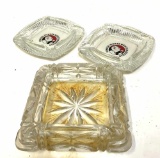 3 GLASS ASHTRAYS