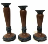 FITZ AND FLOYD GRADUATED PILLAR CANDLE HOLDERS
