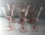 6 PINK WINE GLASSES