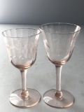 PAIR OF STEMMED SHOT GLASSES