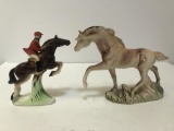 2 CERAMIC HORSES WITH GLAZE