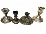 4 UNMATCHED CANDLESTICKS STERLING