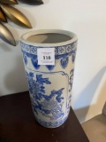 BLUE AND WHITE UMBRELLA STAND