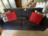 BLACK SUEDE SOFA & ACCENT PILLOWS