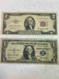 PAIR OF OLDER NOTES - $1,00 / $2.00