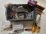 BOX OF SCREWDRIVERS AND OTHER MISC TOOLS