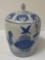 BLUE AND WHITE LIDDED ASIAN JAR