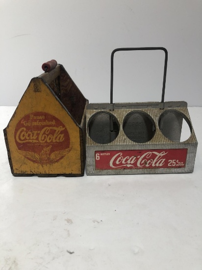 COCA-COLA BOTTLE HOLDERS - WOOD AND METAL