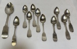 11 EARLY AMERICAN COIN SILVER SPOONS