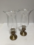 PAIR OF STERLING SILVER CANDLESTICKS WITH GLOBES