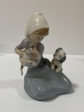 LLADRO FIGURE WITH GIRL AND CAT AND DOG