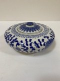 BLUE AND WHITE ASIAN LIDDED URN