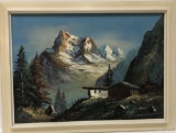 SIGNED WORK -  A CABIN IN THE MOUNTAINS
