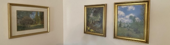 THREE FRAMED IMPRESSIONISTIC REPRODUCTION PRINTS