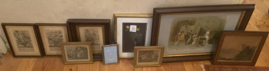 NINE PIECES OF FRAMED ITEMS
