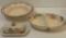 THREE SERVING PIECES OF DESSERT ROSE