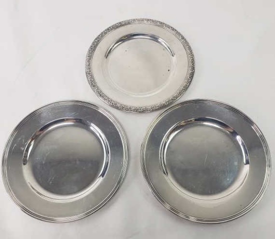 THREE STERLING PLATES OF VARIOUS MAKERS