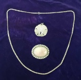 TWO PENDANTS AND STERLING NECKLACE