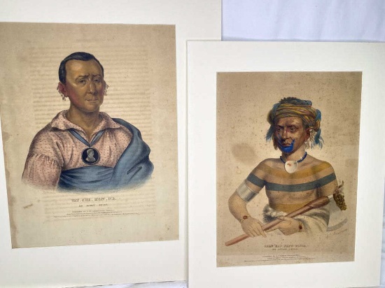 TWO IOWAY CHIEF HAND COLORED LITHOGRAPHS