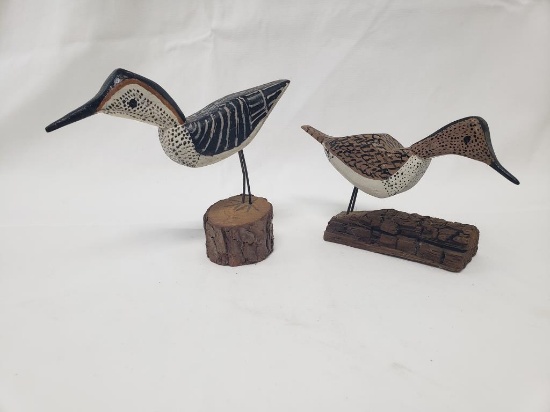 PAIR OF J E TYLER CARVED SHOREBIRDS