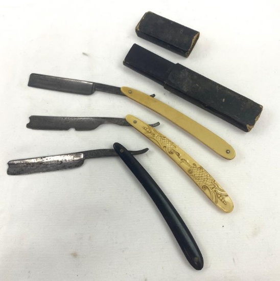 GROUP OF STRAIGHT RAZORS - THREE TOTAL